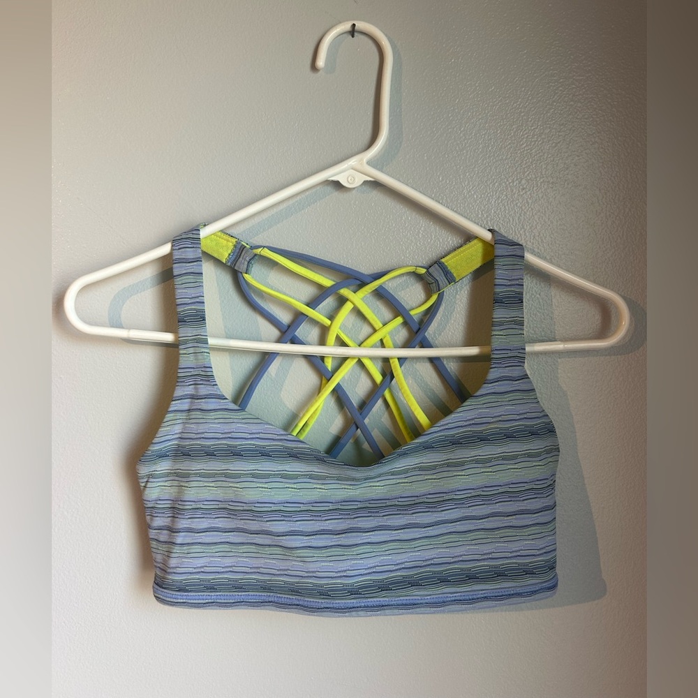 Lululemon athletica Blue & yellow striped sports bra